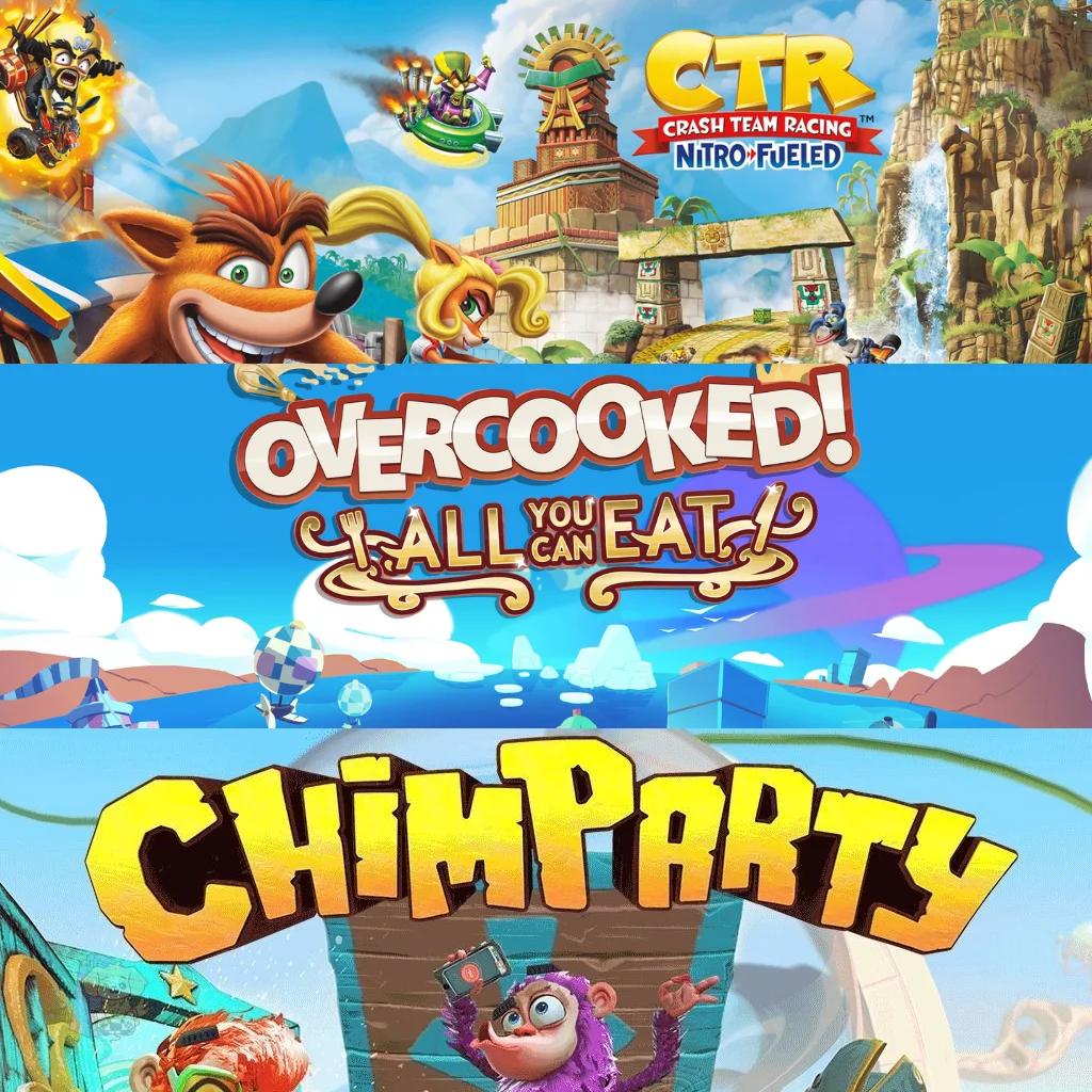 Portada de Overcooked! All You Can Eat + Chimparty + Crash Team Racing