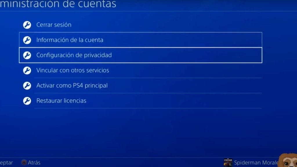 Administración de cuentas PS4