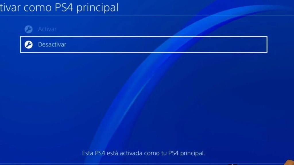 Desactivar como PS4 principal