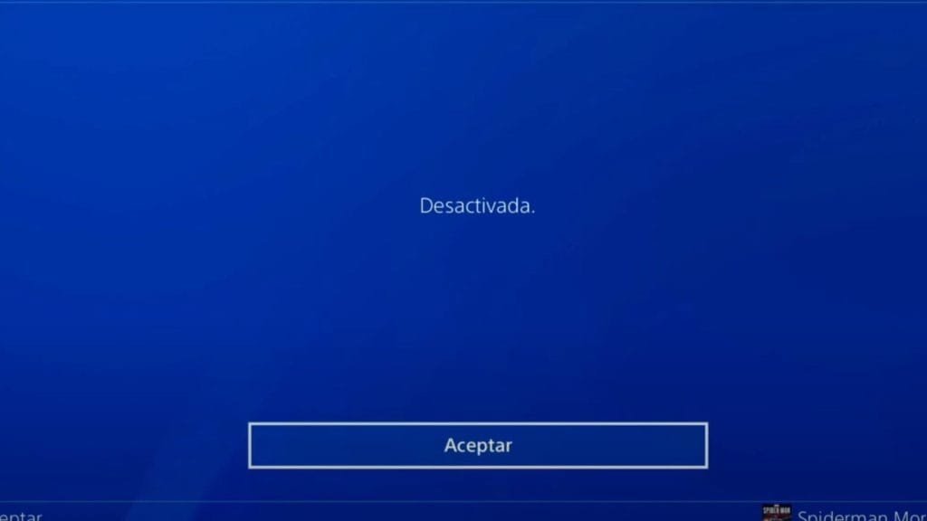 Cuenta desactivada correctamente PS4