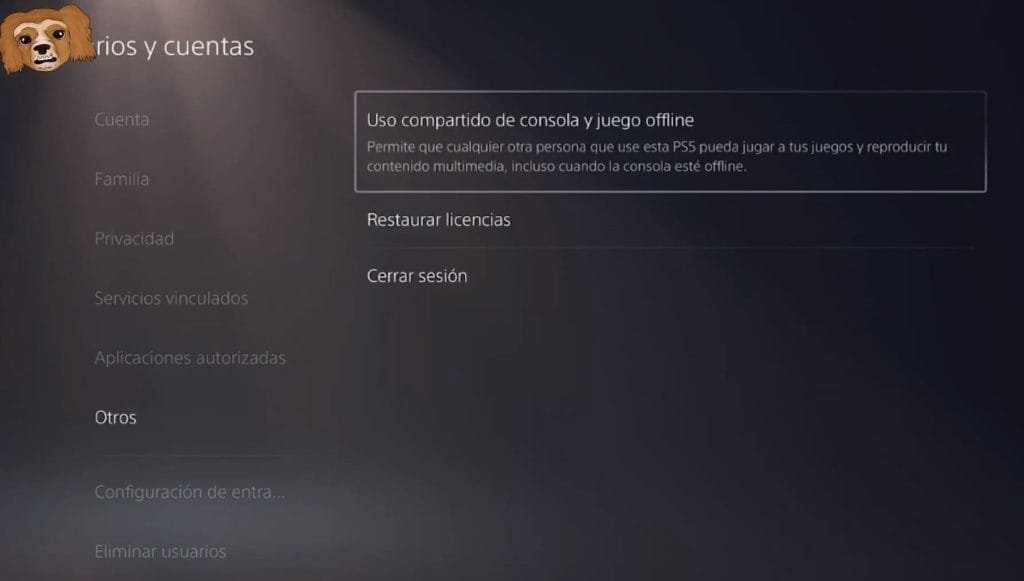 Otros y uso compartido de consola y juego offline