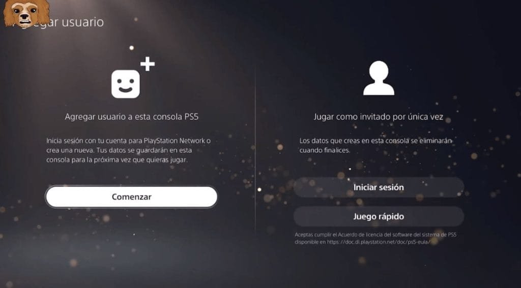 Comenzar inicio de sesión PS5