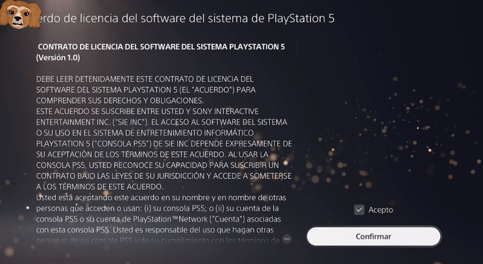 Contrato de licencia PS5