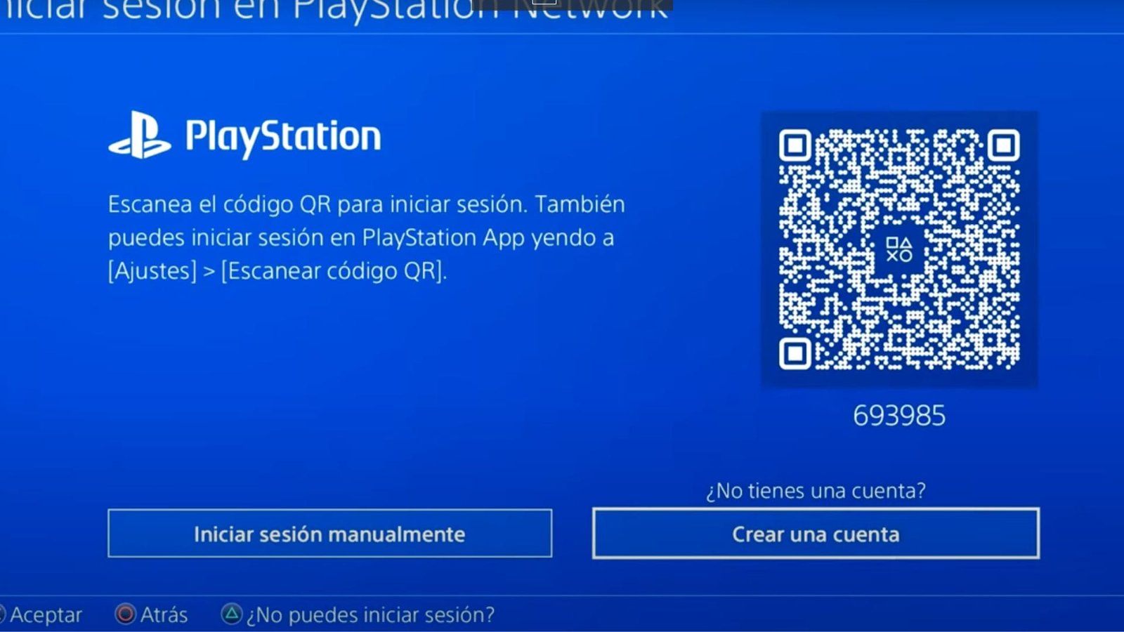 Iniciar sesión manualmente PS4