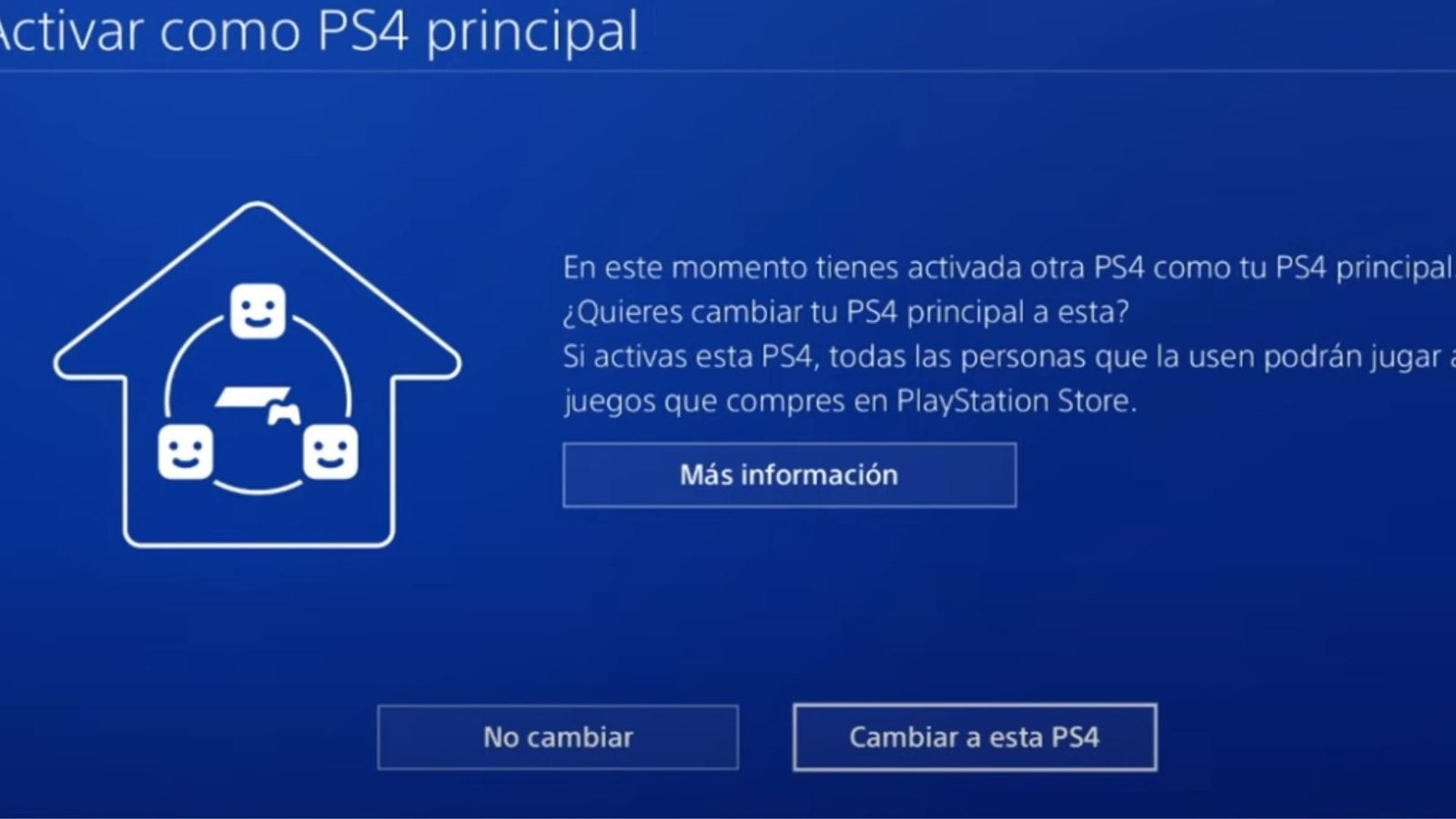 Activar como PS4 principal