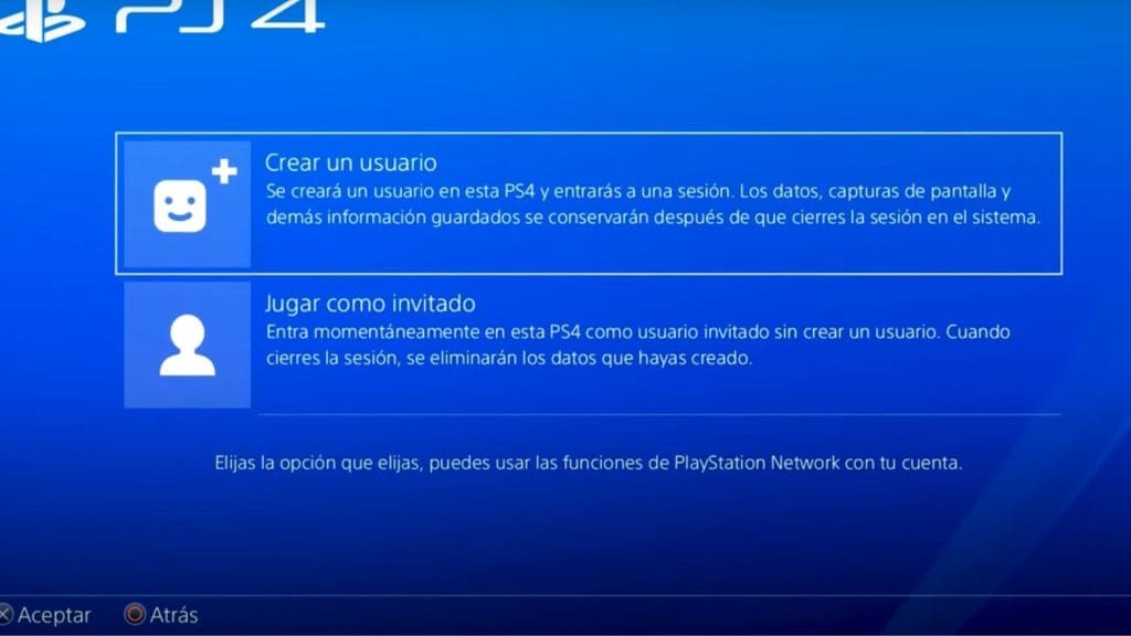 Crear un usuario en PS4